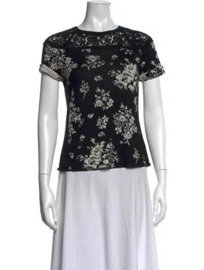 Pre-owned Red Valentino Wool Floral Print Sweater In Black