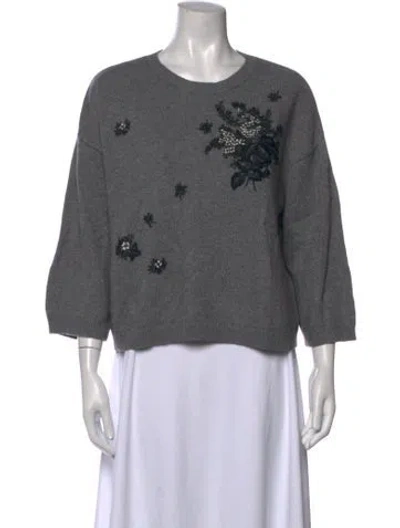 Pre-owned Red Valentino Wool Floral Print Sweater In Grey