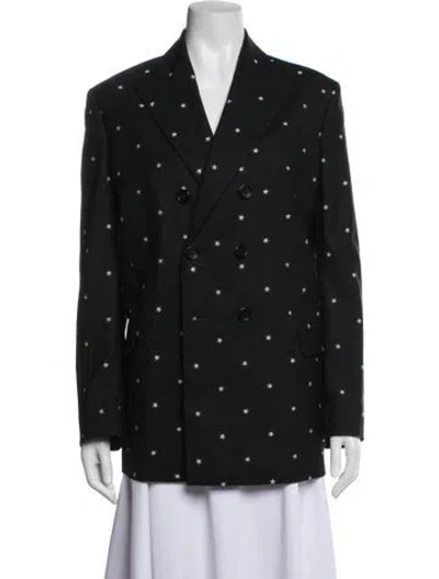 Pre-owned Red Valentino Wool Graphic Print Blazer In Black
