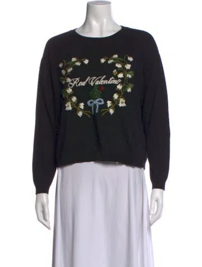 Pre-owned Red Valentino Wool Graphic Print Sweater In Black/orange/white