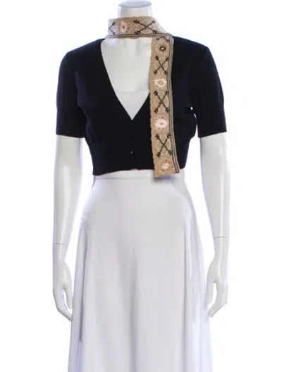 Pre-owned Red Valentino Wool Graphic Print Sweater In Blue