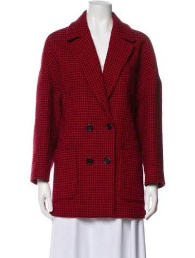 Pre-owned Red Valentino Wool Houndstooth Print Blazer In Red
