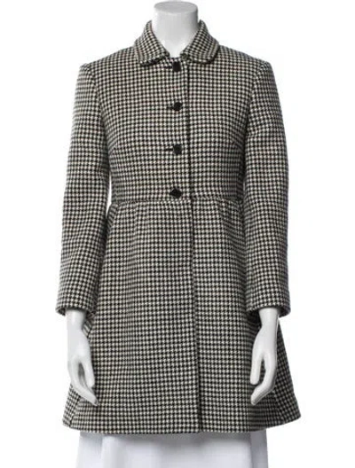 Pre-owned Red Valentino Wool Houndstooth Print Coat In Black