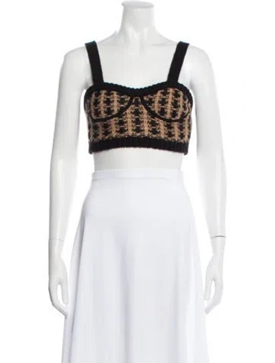Pre-owned Red Valentino Wool Houndstooth Print Crop Top In White