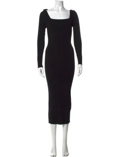 Pre-owned Red Valentino Wool Midi Length Dress In Black