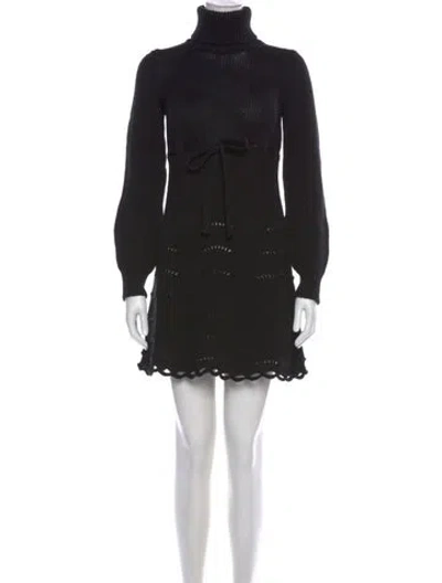 Pre-owned Red Valentino Wool Mini Dress In Black