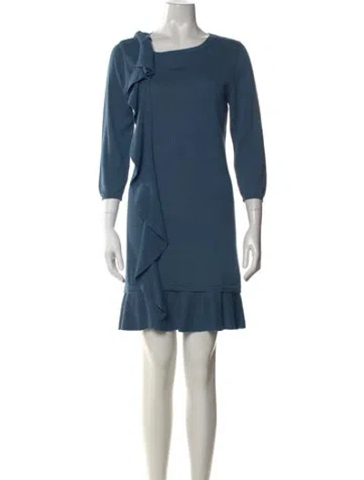 Pre-owned Red Valentino Wool Mini Dress In Blue