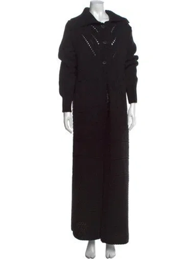 Pre-owned Red Valentino Wool Open Front Sweater In Black