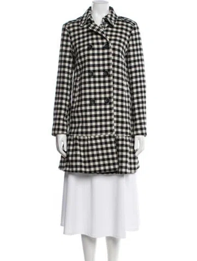 Pre-owned Red Valentino Wool Plaid Print Coat In Black