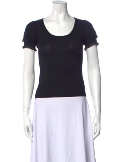 Pre-owned Red Valentino Wool Scoop Neck Top In Black
