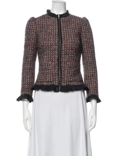 Pre-owned Red Valentino Wool Tweed Pattern Jacket In Black