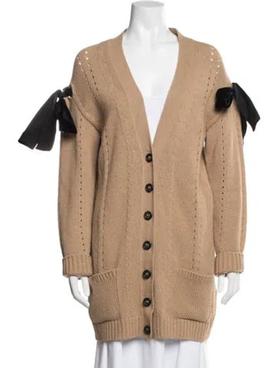 Pre-owned Red Valentino Wool V-neck Sweater In Brown