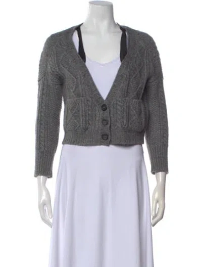 Pre-owned Red Valentino Wool V-neck Sweater In Grey