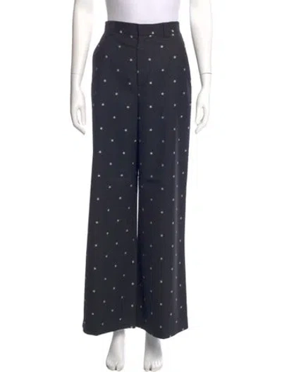 Pre-owned Red Valentino Wool Wide Leg Pants In Blue