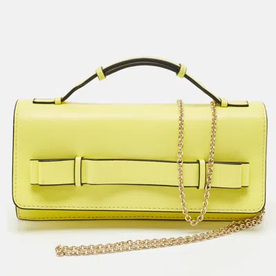 Pre-owned Red Valentino Yellow Leather Chain Clutch