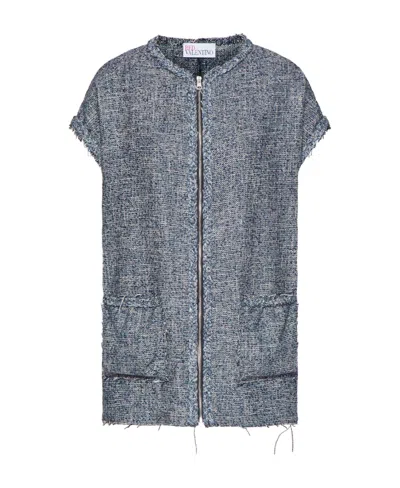 Red Valentino Zippered Vest Casual Jacket In Gray
