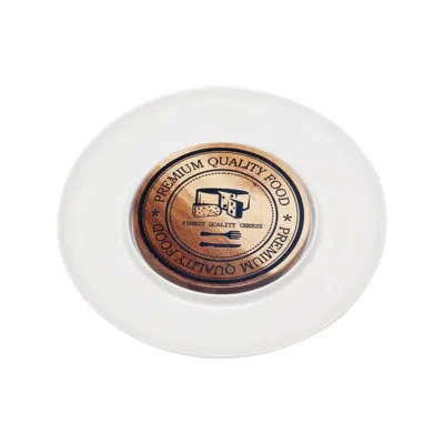 Red Vanilla 10.25" Cheese Serving Plate With Acacia Board In White