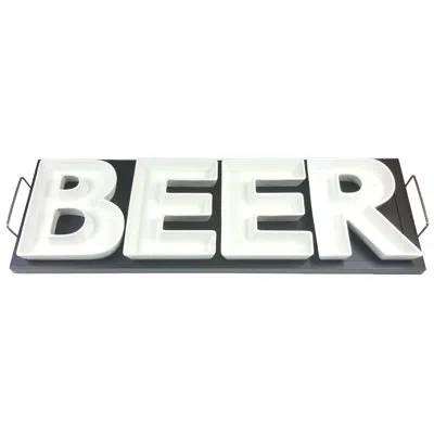Red Vanilla Beer Divided 5 Piece Serving Tray Set In White Black
