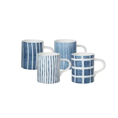 Red Vanilla Canvass 4 Piece Coffee Mug Set In Blue