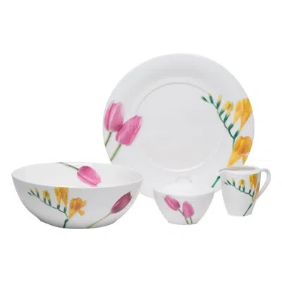 Red Vanilla Dutch Garden 4 Piece Serving Set In White