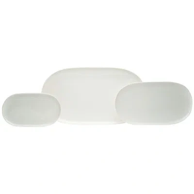 Red Vanilla Every Time 3 Piece Platter Set In Cream