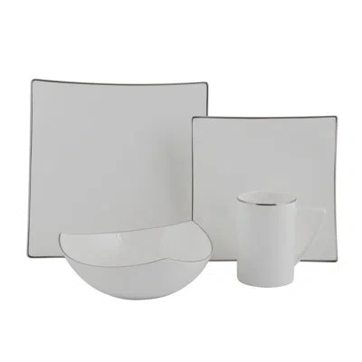 Red Vanilla Extreme 4 Piece Bone China Place Setting Set, Service For 1 In White,platinum
