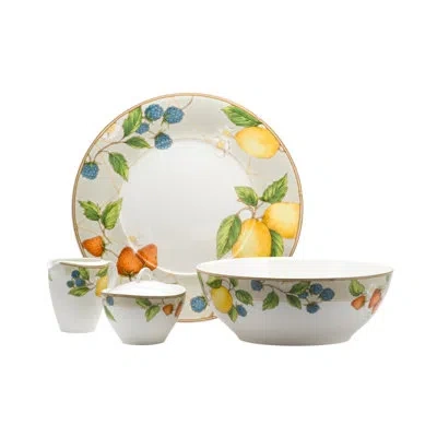 Red Vanilla Fruit Salad 5 Piece Condiment Server In Green;beige;yellow
