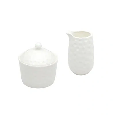 Red Vanilla Marble 2 Piece Covered Sugar Bowl & Creamer Set In White