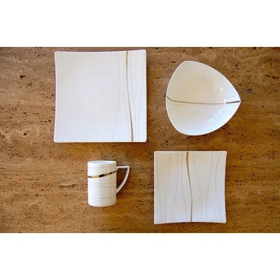 Red Vanilla Odette 4 Piece Bone China Place Setting, Service For 1 In White