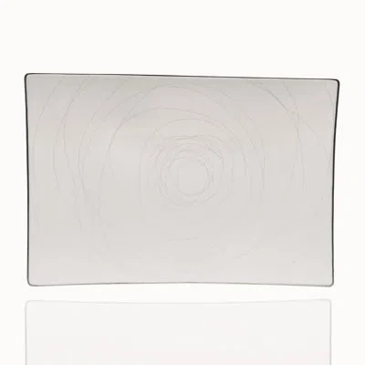 Red Vanilla Orbit Rectangular Bone China Platter In White