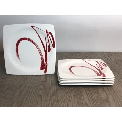 Red Vanilla Paint It 10.5" Bone China Dinner Plate In White;red