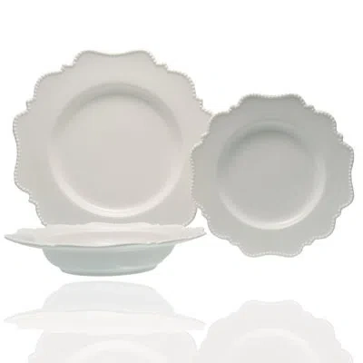 Red Vanilla Pinpoint 18 Piece Dinnerware Set, Service For 6 In Off White