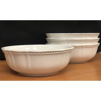 Red Vanilla Pinpoint 30 Oz. Cereal Bowl In Off White