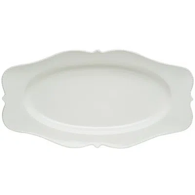Red Vanilla Pinpoint White Oval Platter In Off White