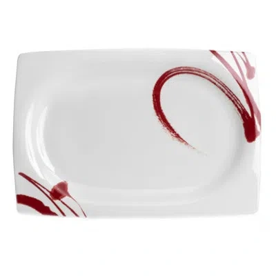 Red Vanilla Rectangular Platter In Red