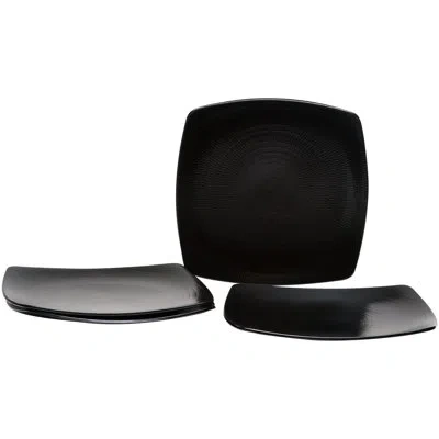 Red Vanilla Rice Square Dinner Plate In Black