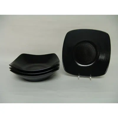 Red Vanilla Rice Square Salad Bowl In Black