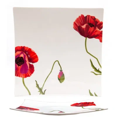 Red Vanilla Summer Sun 10" Bone China Dinner Plate In White