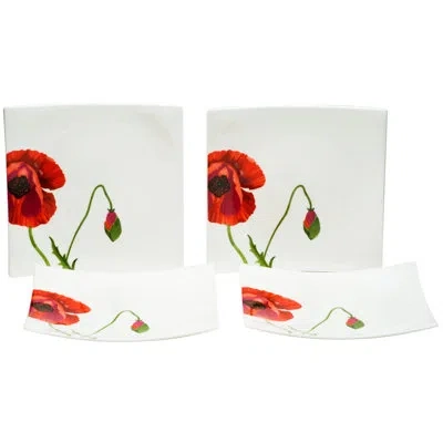 Red Vanilla Summer Sun 8" Bone China Salad Plate In White