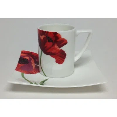 Red Vanilla Summer Sun Espresso Bone China Espresso Cup & Saucer In White