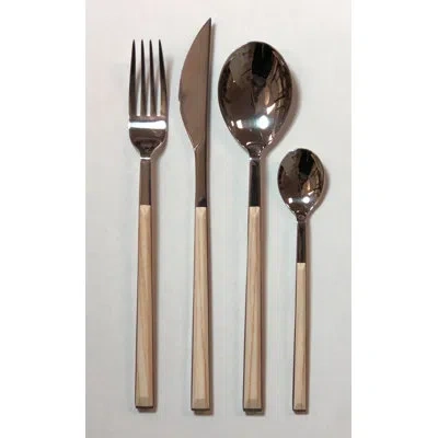 Red Vanilla Sushi Queen 24 Piece Flatware Set, Service For 6 In Birch