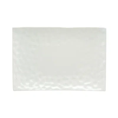 Red Vanilla Vanilla Marble 10.5" Rectangular Platter In White