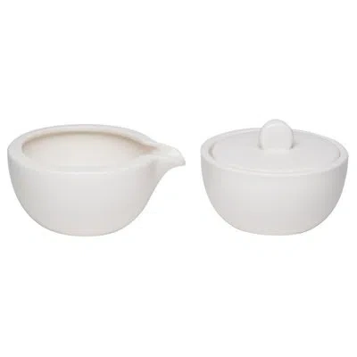 Red Vanilla Whisper Sugar And Creamer Set In White
