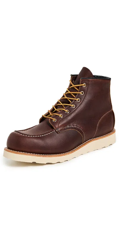 Red Wing 6-in Classic Moc Oil Slick Leather Boots Brown In Red