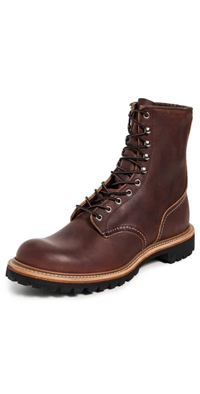 Red Wing 8-inch Logger Oil Slick Leather Boots Briar Oil Slick In Burgundy