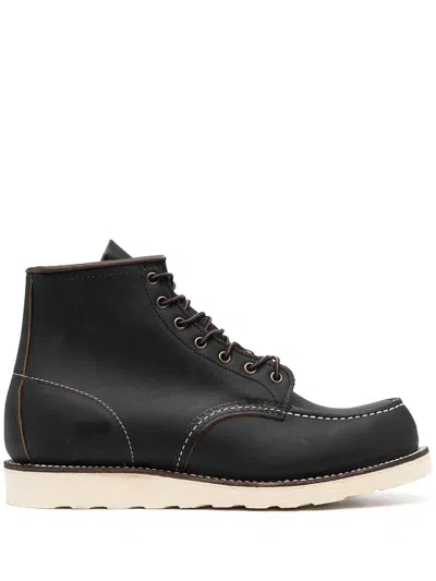 Red Wing Black Leather Classic Moc Toe Ankle Boots