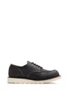 Red Wing Black Leather Sneakers With Textured Rubber Sole In Animal Print