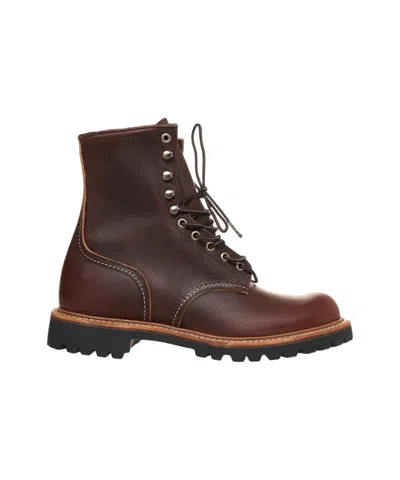 Red Wing Brown Leather Logger Boots In Black