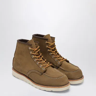 Red Wing Classic Moc Toe In Olive Leather In Brown