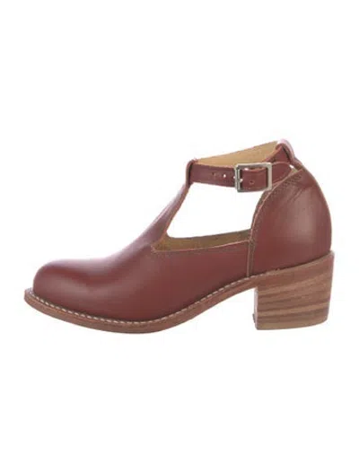 Pre-owned Red Wing Leather T-strap Pumps In Red